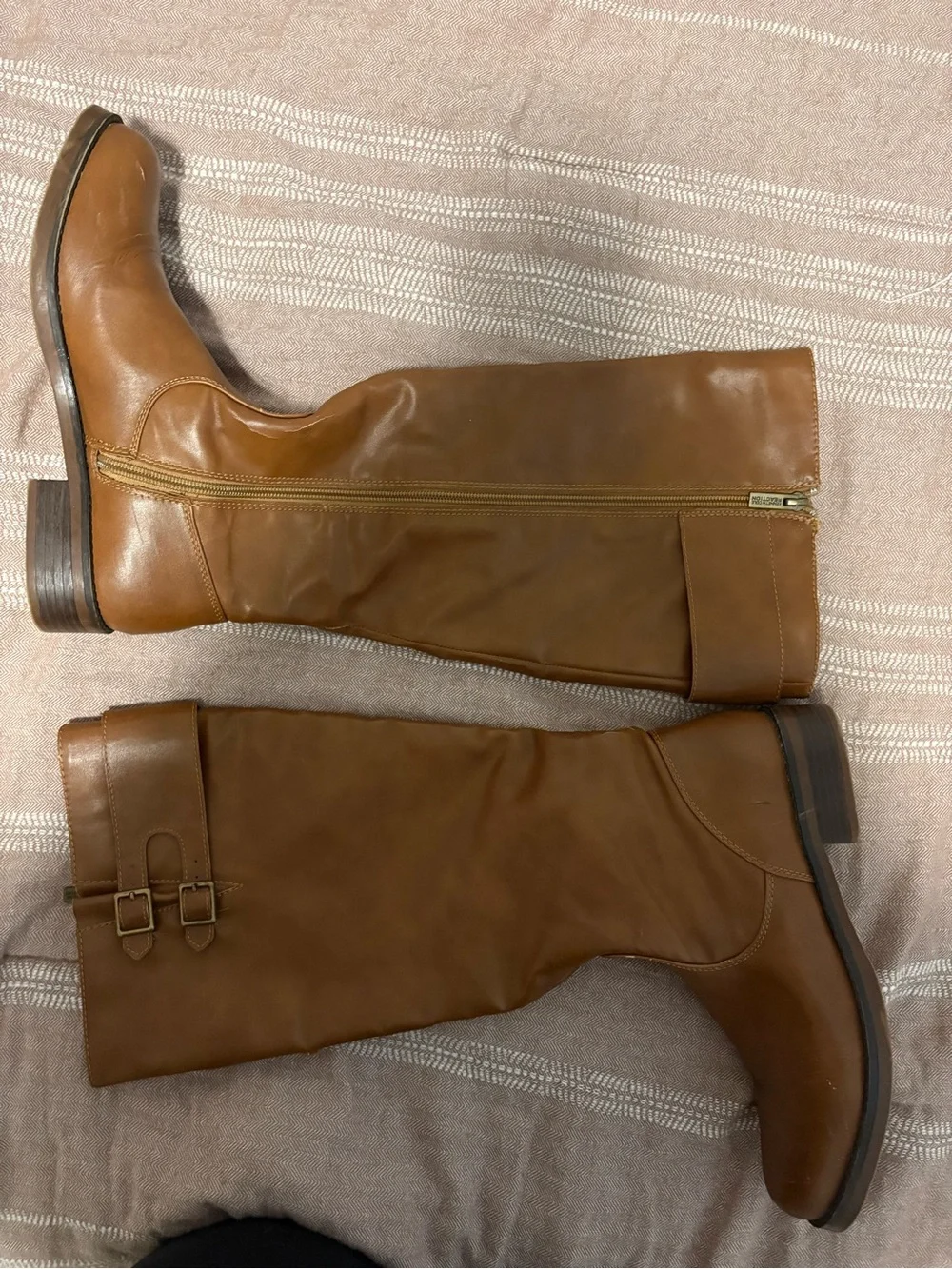 Kenneth Cole Tall Buckle Riding Boots in Cognac